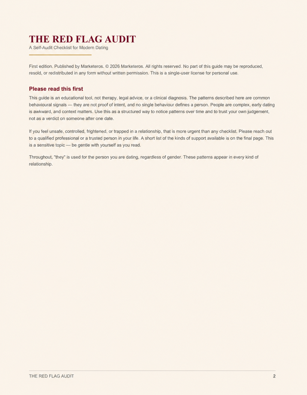 The Red Flag Audit: A Checklist of modern Dating Success.